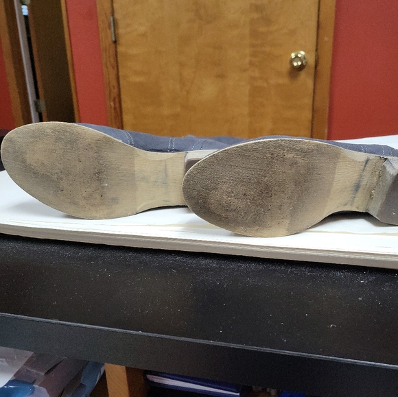 "Just Fab" Tall Boots Knee hi/ Higher 7 M Gray Denim Riding MEREDY - Picture 3 of 4